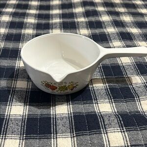 Vintage White Corning Ware Spice of Life Ceramic Saucepan